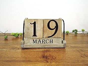 Amazon ウッドキューブ カレンダー 万年カレンダー 日めくりカレンダー 卓上 インテリア シャビー アンティーク 木製 クラシック 大人 おしゃれ アジアン雑貨 北欧 カレンダー 文房具 オフィス用品