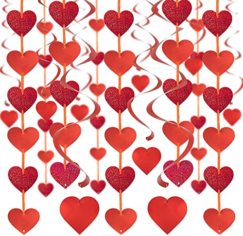 SHYOSUCCE Decoração do dia dos namorados, 12 grinalda de coração 18 redemoinhos de coração, faixa de coração para dia dos namorados, casamento, noivado, aniversário e festa de aniversário