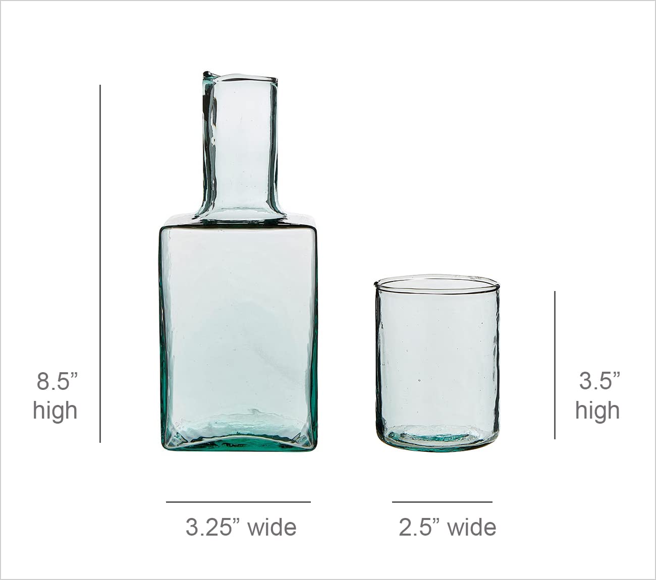 Santa Barbara Design Studio Juego de vasos decantadores y jarra y vaso para beber, 21.6 cm de alto, vidrio martillado
