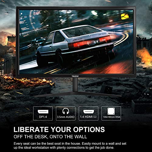 Thinlerain 24 Inch 144Hz Monitor Fhd 1080P 2Ms For Computer&Laptop| Led Monitors Build-In Freesync | 2Ms Response Time | Vesa | Dp Display Port & Hdmi & Usb #TOP4