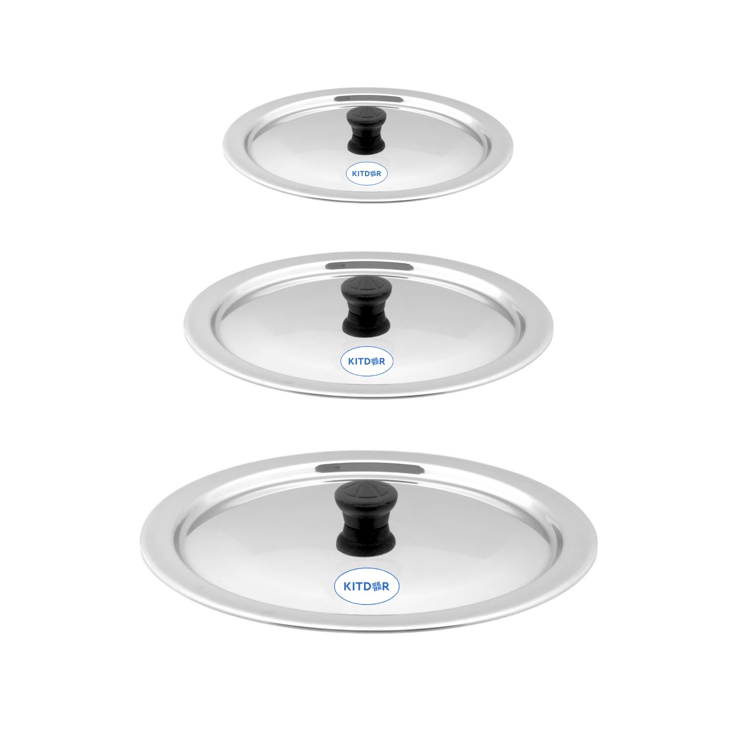 Glossy Steel Lids for Utensils with Knobs | Melt-Free with a Good Gripsteel Lid for Kadai and Other Utensils | Round, Rust Resistant Steel (4 Pcs Set, Small) — Amazon image 13