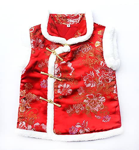 Girl Vest Coat Fleece Quilted Chinese New Year Kids Outfits Traditional Tang Tank Tops2