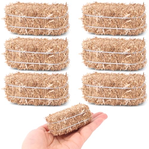 6pcs Mini Hay Bales Realistic Mini Crafts Toy Hay Bales Small House Decoration for Thanksgiving Christmas Nativity & Fall Harvest Scene Decor