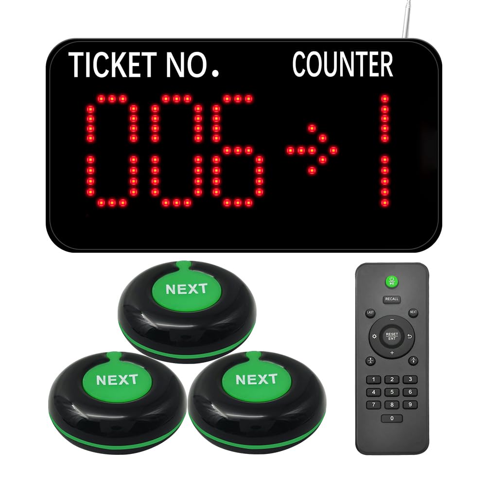 KOQICALL Take a Number System Wireless Queue Management System Ticket Number Waiting System 3 NEXT Call Button 1 Counter Display English Voice Broadcast for Bank Service Center Bus Station Clinic