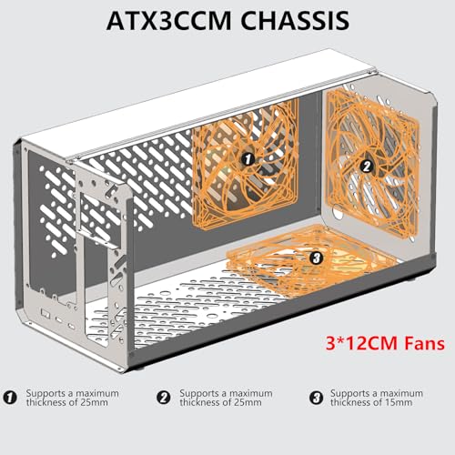 Marco de Gabinete de Computadora Avanzado de Metal para ATX37CM SFX27CM Puede Instalar 3 Ventiladores de 12CM para Tarjeta Gráfica 370mm/270mm miniatura 2