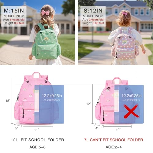 Image of STEAMEDBUN Corduroy Kids Backpack for Girls 5-8: Girls Backpack for Elementary Kindergarten - 15 inch Cute Backpacks for Kids - Rainbow