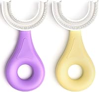 Vista 11 de YOTEE Cepillo de dientes en forma de U para niños, 2 piezas, cepillo de dientes para niños pequeños con cabezal de cepillo de silicona suave