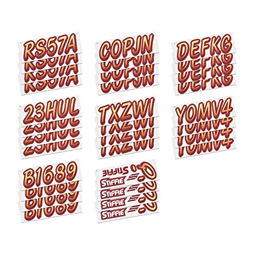 Image of STIFFIE Whipline Tan /Burgundy 3 inch Boat & PWC Registration Decals • Numbers Letters Stickers