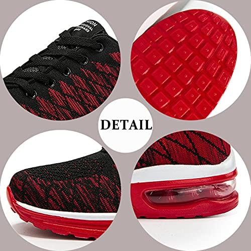 Women's Running Shoes Comfort Breathable Walking Tennis Casual Slip on Gym Fashion Sneakers Red Size 9 | Image 3