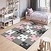 TAPISO Pinky Tappeto Bambini Puzzle Stanza Bambini Cameretta Bimbi Bimba Camera da Letto Grigio Rosa Bianco A Pelo Corto Morbido 160 x 220 cm