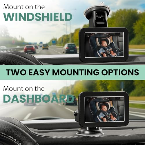 Image of Leo&Ella Camio Wired Car Baby Camera & Monitor, Rear Facing Carseat in Backseat with night vision for infants, Safe Driving View with Night Vision, Easy Install, Universal Vehicle Fit