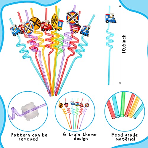 Sumind SUMIND-PARTY SUPPLIES-46698 228 Pcs Train Party Favors Train Birthday Party Supplies Train Non Woven Bags Plastic Straws Punch Balloons Stamps Stickers Train Silicone Wristbands thumb #4
