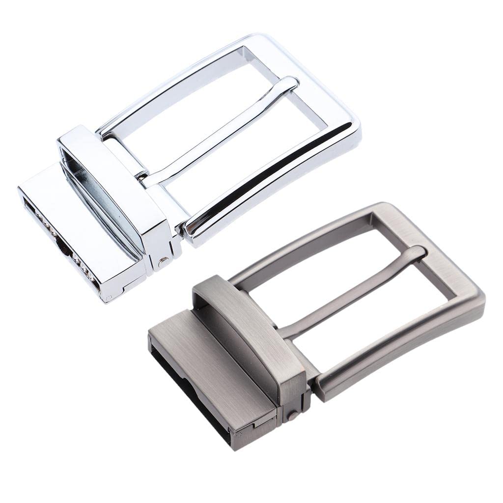 Set di 2 fibbie reversibili per cintura da uomo, fibbia in lega di metallo, adatta a cinture da 3,3-3,4 cm, design classico rettangolare
