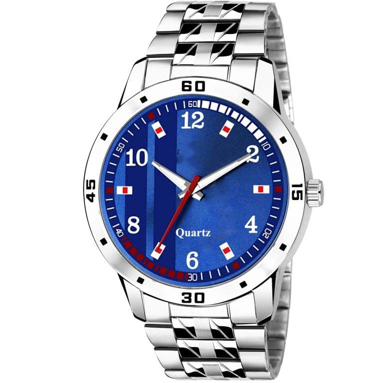 Pragati Creation Casual Analog Blue Dial Stainless Steel Silver Belt Formal Wrist Watches for Boys Mens - Steeel-002 (B0C38YD4V5) Amazon Price History, Amazon Price Tracker