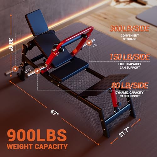 Hip Thrust Machine, 900LBS Capacity Plate-Loaded Glute Bridge Machine with Weight Holder Adjustable Footboard, Heavy Duty Butt Exercise Equipment for Glute Muscles Building and Butt Shaping