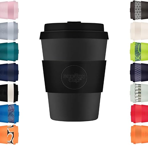 Ecoffee Cup Waicara - Taza de café reutilizable de 11.8 fl oz, ecológica, 100% a base de plantas, con tapa y funda de silicona, sin melamina y