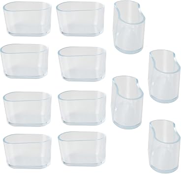 12PCS 1.6 x 0.7 inch Clear Rubber Oval Chair Leg Cover, Oval Chair Leg Caps PVC Furniture Pad Table Feet Covers Floor Protector