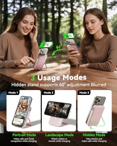 Image of for Magsafe Portable Charger,Wireless Magnetic 10000mAh Slim Power Bank with USB C Charging,Travel Essential for Magsafe Battery Pack Compatible with iPhone 17 /16 /15 /14 /13 /12 Series - Rose