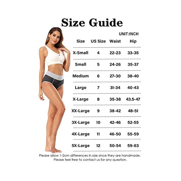 POKARLA-Womens-High-Waisted-Cotton-Underwear-Soft-Breathable-Panties-Stretch-Briefs-Regular-Plus-Size-5-Pack POKARLA Womens Cotton Underwear High Waist Full Coverage Briefs Soft Breathable Postpartum Panties Stretch Underpants Regular & Plus Size