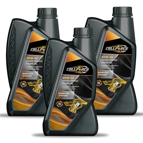 Image of Cellforce 20W40 Synthetic Blend Engine Oil for Bikes, 1 Litre - API SN, JASO MA2, High Performance motorcycle oil (Pack 3)