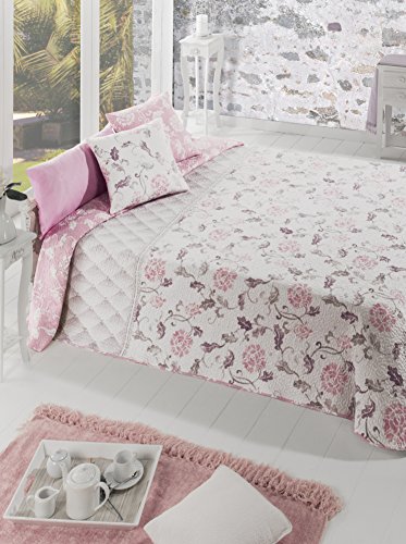 Manterol Colcha Rosa Cama 150 (250x270 + 2/50x50 cm)