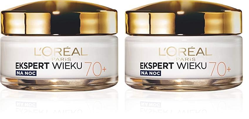L'Oréal Paris Experte für Alter 70+ pflegende Anti-Age Gesichtscreme für die Nacht, reife Haut, Falten reduzierend, Hautverdickung, Vitamin B3, Vitamin E, Feigeneigeneigeneigeneigeneigung, 50 ml