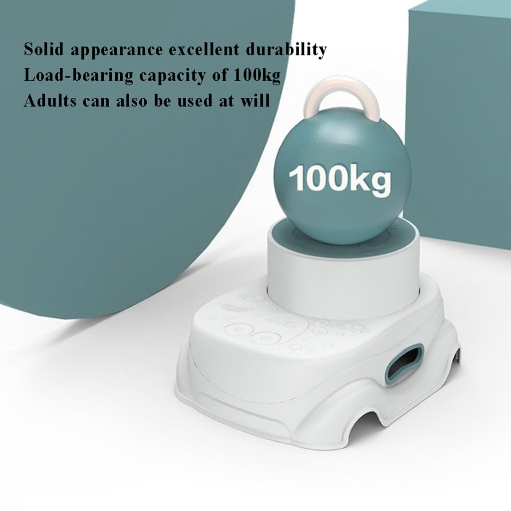 Sgabello con scaletta in plastica a 2 gradini per bambini, sgabello doppio per bambini per vasino, cucina, bagno, sgabello per WC con strisce antiscivolo per la sicurezza, impilabile, gradino largo