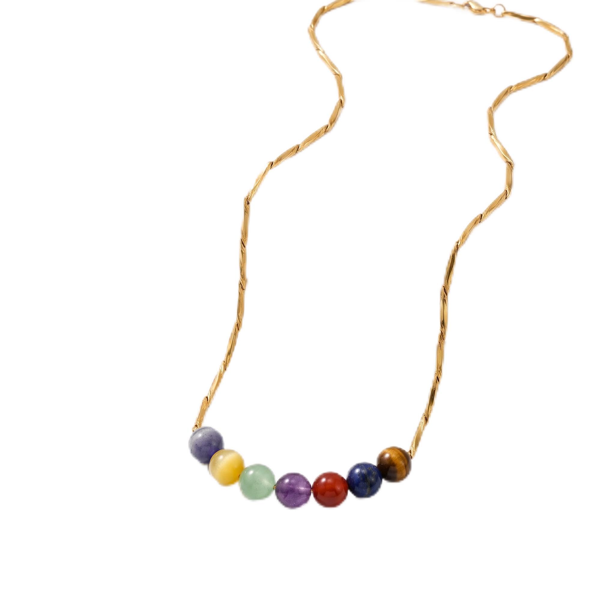 7 Chakra 24K Gold-Toned Rice Chain Pendant-image-49