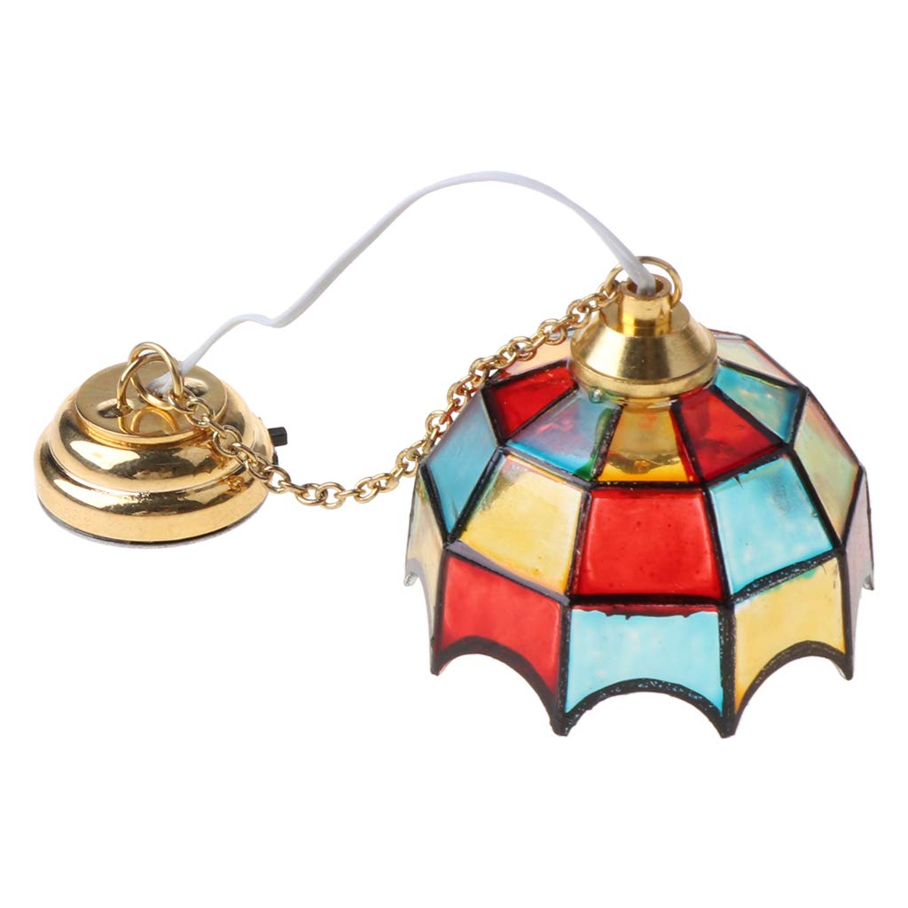Zhouyqx As Shown 1:12 Scale Led Chandelier Ceiling Lamp Model Miniature Accessory