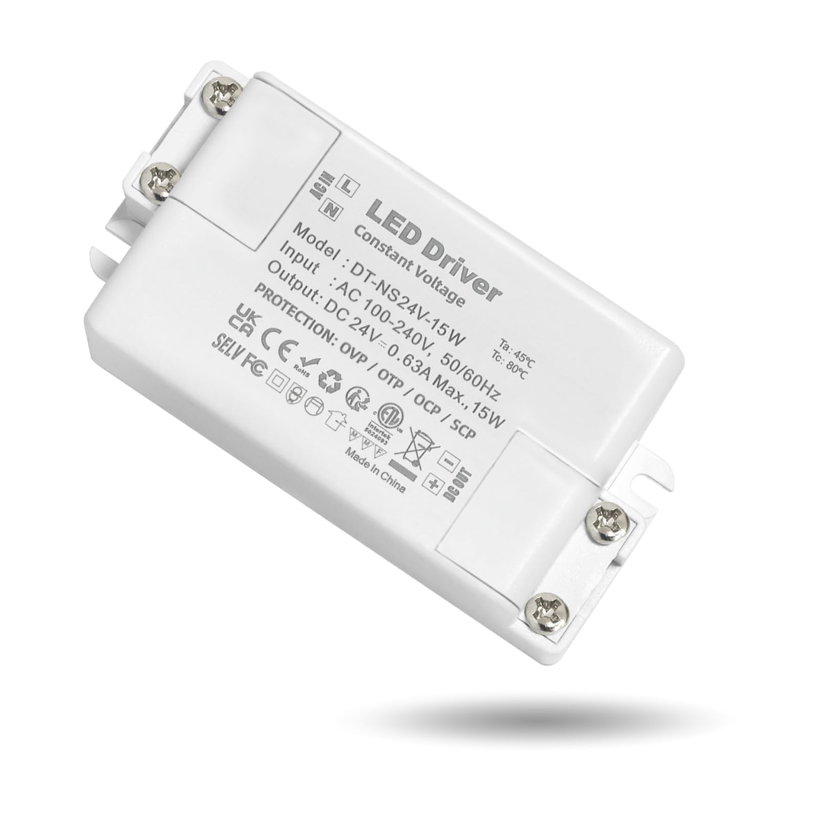 24V LED Driver, 15W 0.63A LED Transformer 240 to 24V, Constant Power Supply, Compact LED Light Adapter for G4 GU5.3 MR11 MR16 LED Strips Light Power Supply