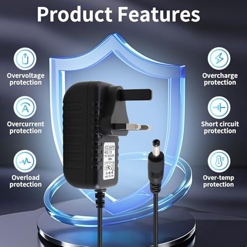 12V 1.25A 15W Power Supply Charger 4.0 * 1.7mm Power Cable Compatible with E-cho Dot (3rd/5rd/4th/1st Gen) 3/4 Gen E-cho Kids Edition 3/4 Gen Show 5(1/2Gen) Spot Fire TV Cube 1.5M Cord Black - Image 3