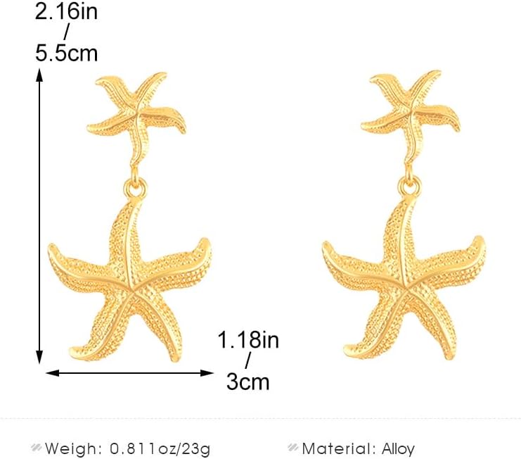 Starfish Dangle Earrings for Women Gold Silver Trendy Hypoallergenic Sea Shell Stud Earrings Chunky Ocean Beach Jewelry Gifts for Her - Image 4