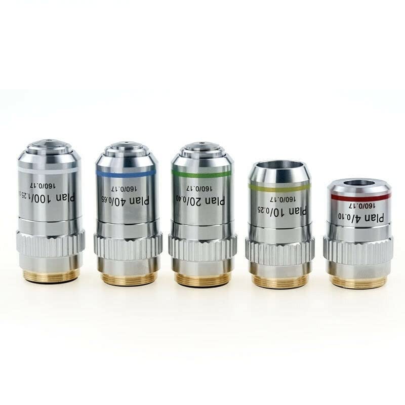 Microscope Microscope Plan Achromatic Objective Lens 4X 10X 20X 40X 100X Objectives 20.2 RMS Thread(4X)
