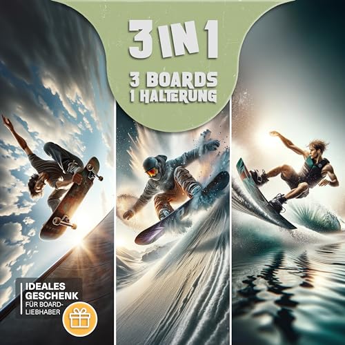 CRID Vierer Skateboard Wandhalterung aus Bambus - Universal Halterung für 4 Skateboards, Longboard, Snowboard, Wakeboard, Balance-Board - Inkl. gratis Montagekit - Modernes Design - Deutsche Marke