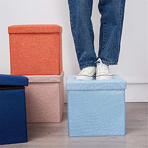 Repose-pieds tabouret de rangement pliable noir petit meuble d'appoint 30x30x30 cm décor