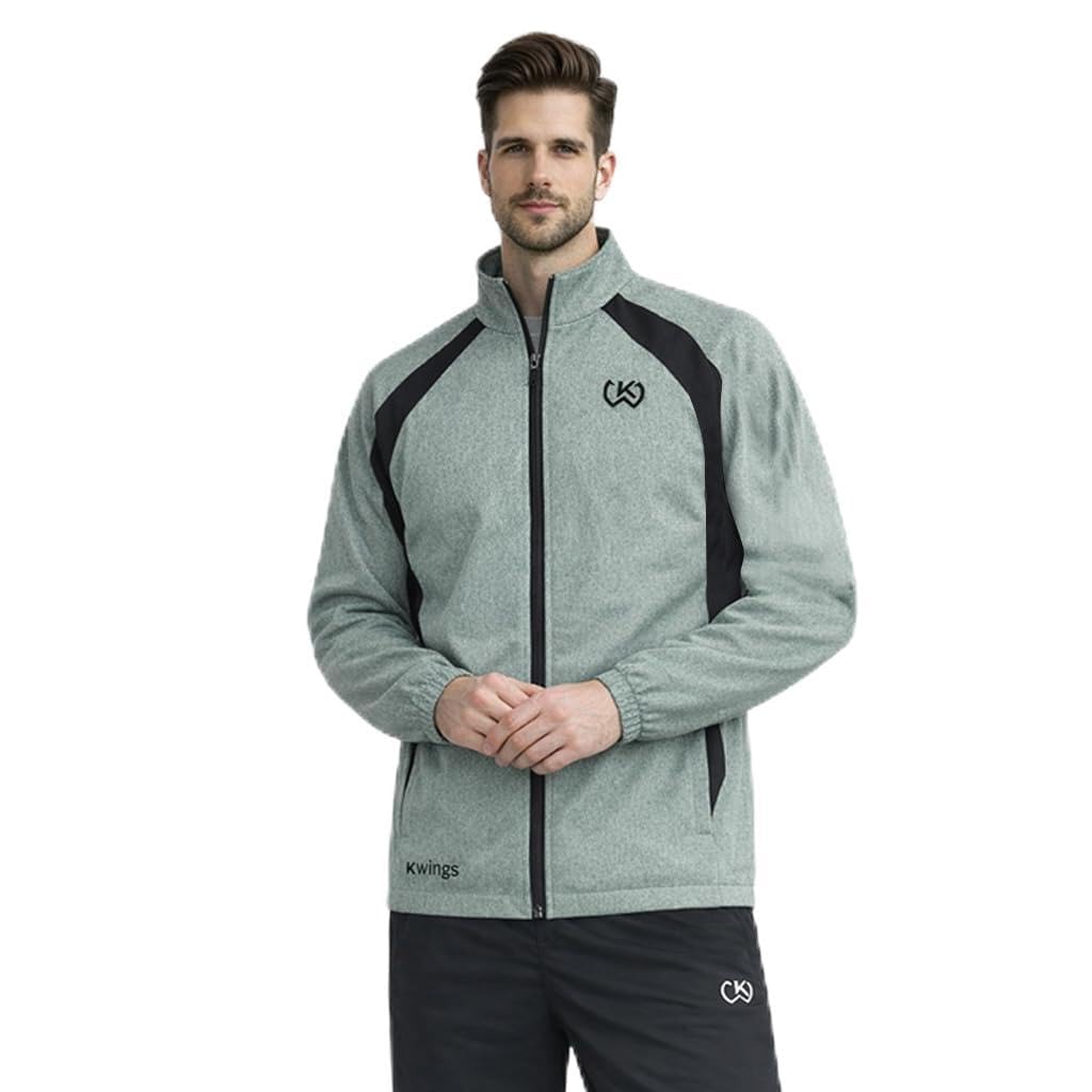 KWINGS Sports Jacket for Men | Regular Fit Stand Up Collar Zip Closure Casual Sweatshirt | NS Lycra Melange Fabric | Mens Full Sleeve Stylish Winter Jacket
