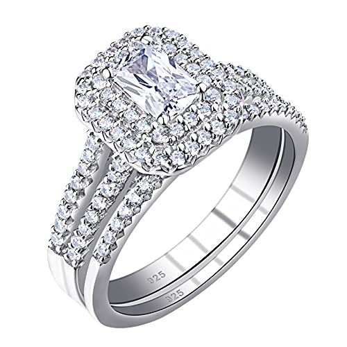 Ensemble d'alliances pour femme argent 925 et oxyde de zirconium de 2 carats