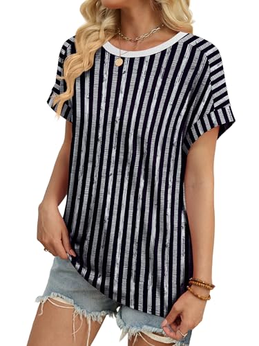 Image of WIHOLL Womens Tops Short Sleeve Shirts Summer Outfits 2026 Spring Dressy Casual Clothes Clothing