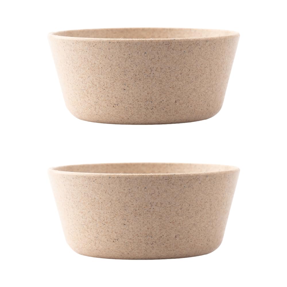 Irida Naturals Planet Friendly Small Curry Bowl Set - Lightweight & Unbreakable Microwave Safe Bowl Set, Rice Husk & Bamboo Fiber Bowls for Snacks Kids & Adults, 175ml (Pack 2), Soft Beige