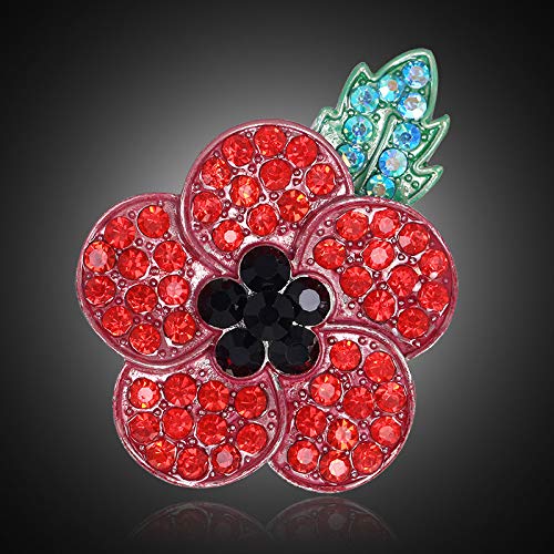 Broche de papoula FANZHOU Broche de Flor, Broche de Papoula de Cristal Esmaltado para Dia dos Vetera