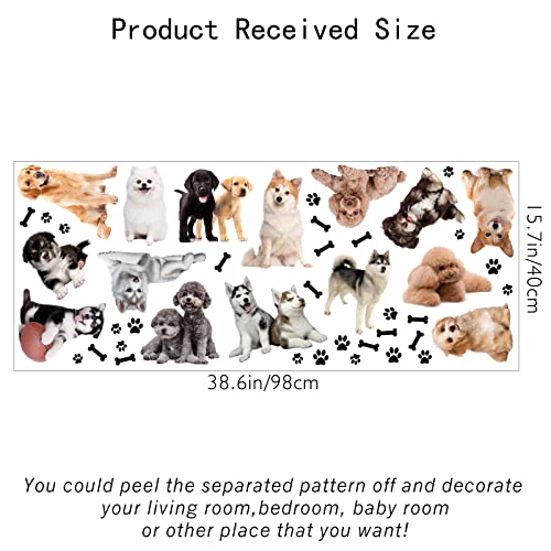 Superdant 15 Styles Dogs Wall Sticker 3D Pet Dog Stickers Bone Paw Print Stickers Puppy Stickers Vinyl Wall Decor Sticker For Kids Boy Girl Baby Teen Bedroom Dog Lover Home Diy Decor #TOP1