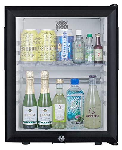 Summit Mb13G 16" Wide Compact Minibar For Hotels, Quiet 33.5 Db, Lock Mini Bar Refrigerator, Automatic Defrost, Compact Dimensions, White Interior, Tempered Glass Door, Ul-471 Commercial Standards #TOP2