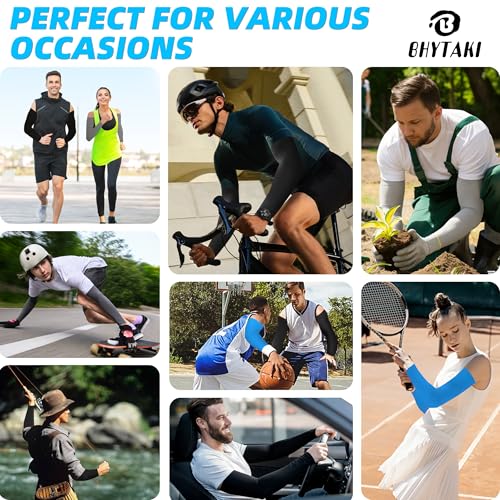Image of BHYTAKI UV Sun Protection Arm Sleeves, UPF 50 Sports Cooling Arm Compression Sleeves for Men Women Teenager