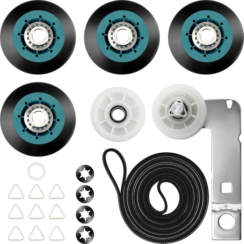 Upgraded 4392067 Dryer Repair Maintenance Kit WPW10314173 Drum Rollers 661570V Drum Belt W10837240 & 279640 Idler Pulley Complete Parts for Whirlpool Maytag Kenmore Dryers