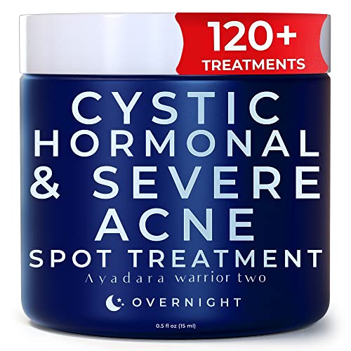 Ayadara Cystic, Hormonal, and Severe Acne Spot Treatment, Overnight Stubborn Acne Care for Teens, Adult Women, and Men with Sensitive Skin, Blind Pimple & Blemish Remover Cream, 120 Treatments