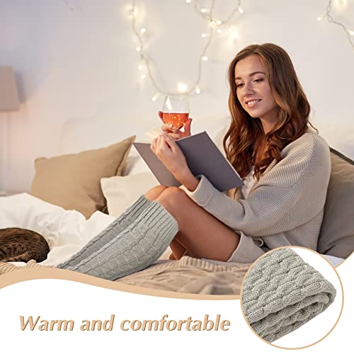 Image of SATINIOR Syhood 4 Pairs Cable Knit Leg Warmers Women Winter Knitted Crochet Knee Boot Stockings Cuffs Long Legging Socks