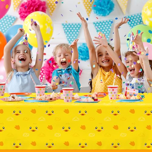 Image of 3pcs Yellow Duckie Table Cover, Waterproof & Easy to Clean, 70.8x42.5 inches, Duck-themed Tablecloth for Parties, Baby Showers, Gender Reveals