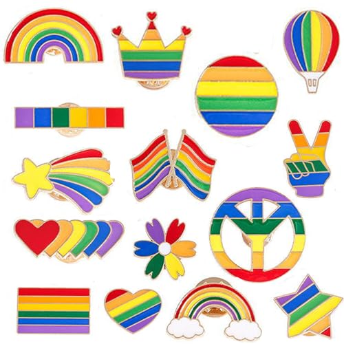 Image of 15PCS Rainbow Pride Lapel Pins LGBT Enamel Flag Brooch Accessories for Clothes Bags Hats Gifts Pride Pins (15)