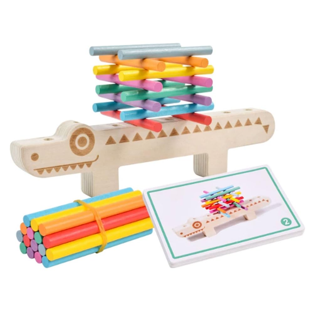 ttnmrc Montessori Wooden Crocodile Balance Stick Game