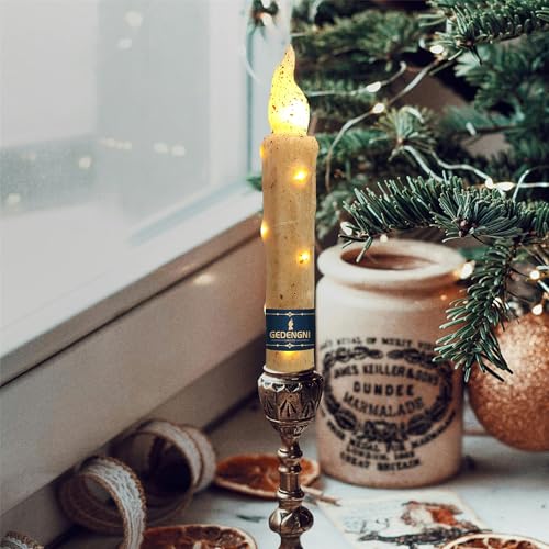 Image of Magical Candlesticks Flameless Taper Candle, 2pcs White LED Tapered Candles Remote Dipped Candle 6inch Battery Chandelier for Enchanting Weddings and Harry Potter Inspired Vigils(LW2P-WH)